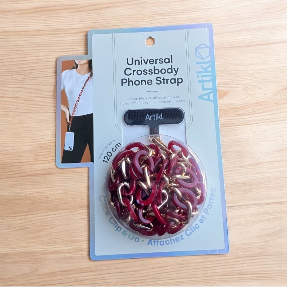 NEW Artikl Universal Crossbody Red and Gold Phone Strap Versatile Hands Free